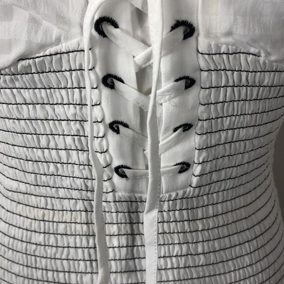 The East Order Dress White Smocked Lace Up Mini - Picture 6 of 8